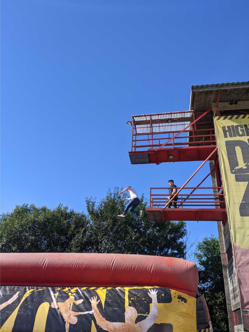 AquaQ Employee jumping at Todd's Leap Away Day